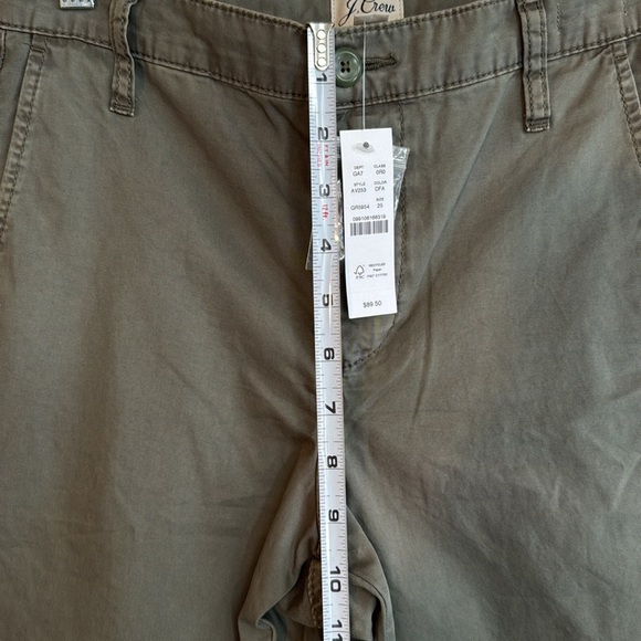 J. CREW Slouchy Boyfriend Chino Olive Green 100% Cotton Pleated Pants . Size 25 - Picture 6 of 7